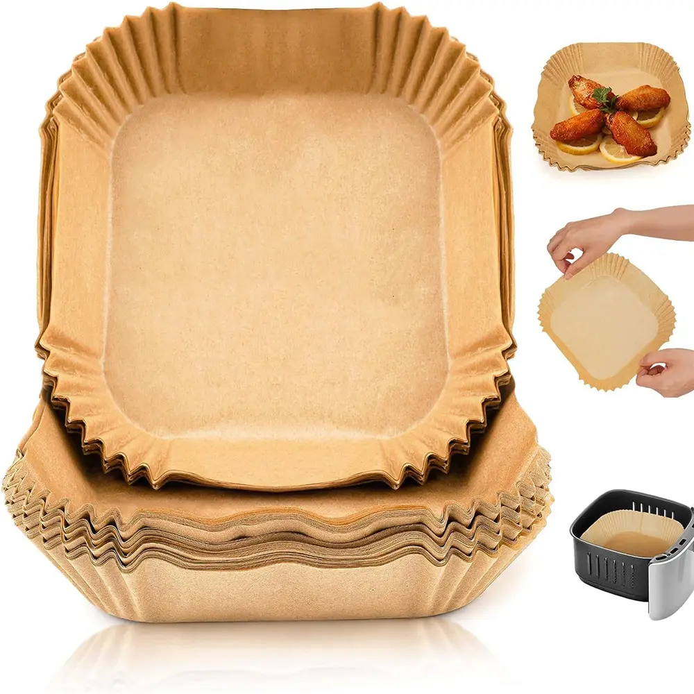 方形氣炸鍋烘焙紙，適用於氣炸鍋和烘烤